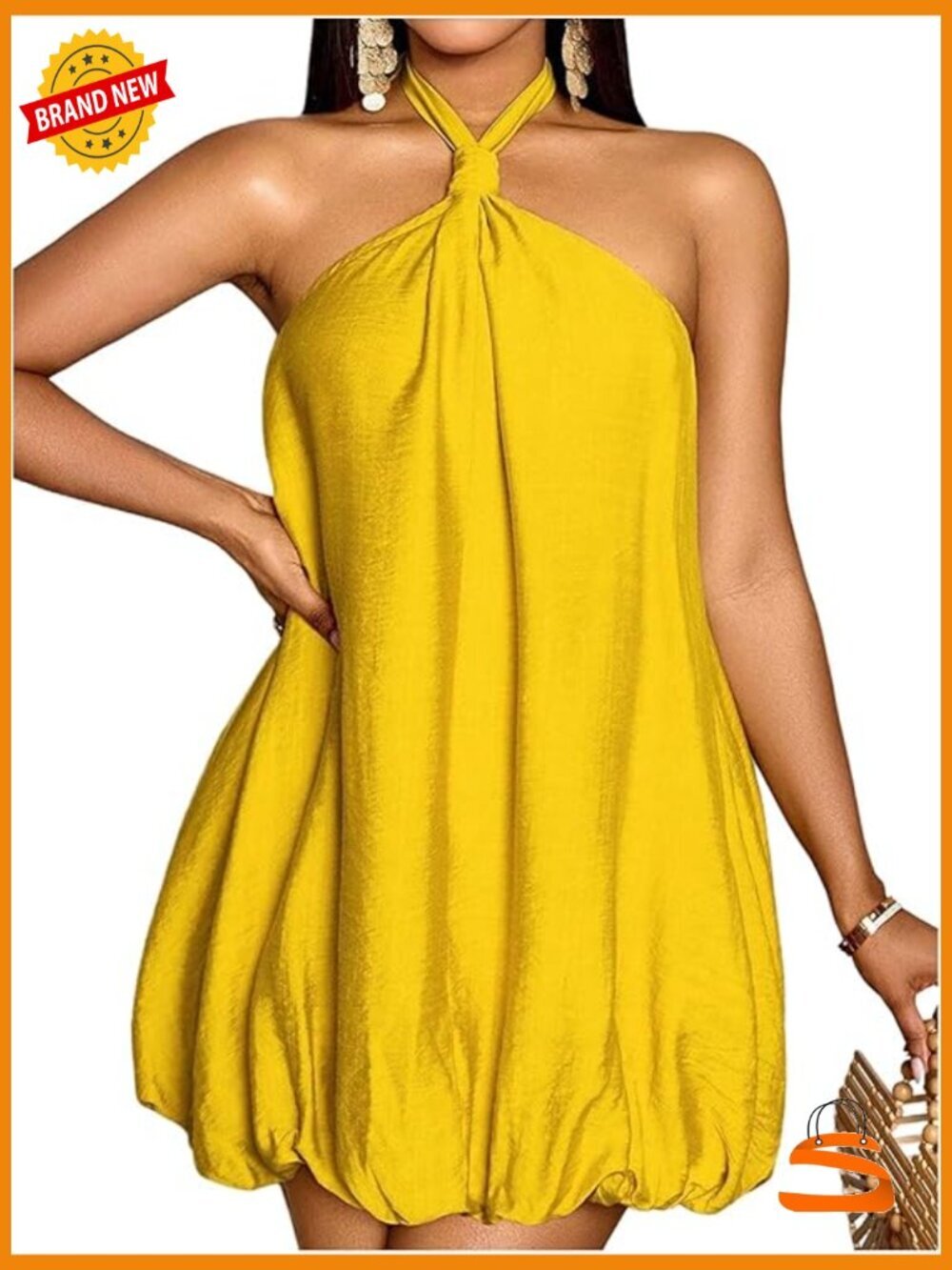 Rave Bubble Dress Tie Backless Halter Mini Sleeveless Party Outfit